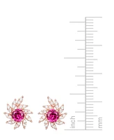 Lab-Grown Ruby (3/4 ct. t.w.) & Lab-Grown White Sapphire (1/3 ct. t.w.) Spiral Stud Earrings in 14k Rose Gold-Plated Sterling Silver