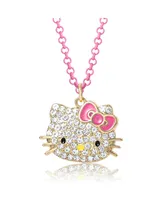 Hello Kitty Sanrio Girls Pave Fashion Jewelry Necklace - 16"+3" Necklace- Officially Licensed Authentic