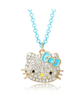 Hello Kitty Sanrio Girls Pave Fashion Jewelry Necklace - 16"+3" Necklace- Officially Licensed Authentic