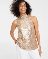 I.n.c. International Concepts Women's Sequin Halter Top, Created for Macy's