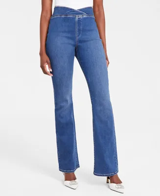 I.n.c. International Concepts Women's High Rise Asymmetrical-Waist Bootcut Jeans, Created for Macy's