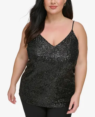 Calvin Klein Plus V-Neck Sleeveless Sequin Camisole