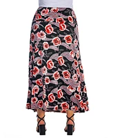 24seven Comfort Apparel Plus Size Floral Maxi Skirt