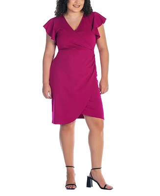 24seven Comfort Apparel Plus V-neck Knee Length Dress