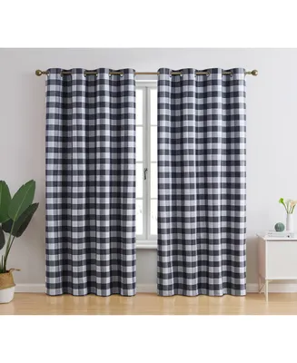 Hlc.me Andersen Buffalo Check Plaid 100% Blackout Thermal Insulated Energy Savings Heat/Cold Blocking Grommet Curtain Drapery Panels for Bedroom & Liv