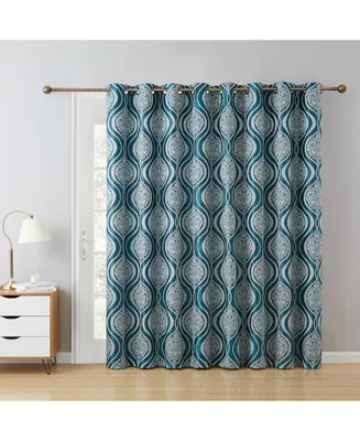 Hlc.me Montero Damask 100% Complete Full Blackout Thermal Insulated Extra Wide Grommet Curtain Panel for Sliding Glass Patio Door