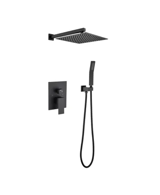 Simplie Fun 16 Inches Shower Set System Bathroom Luxury Rain Mixer Shower Combo Set Ceiling Mounted
