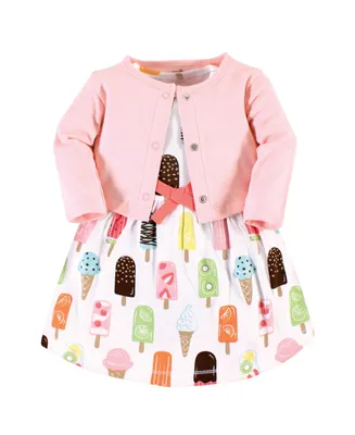 Touched by Nature Toddler Girls Organic Cotton Dress and Cardigan