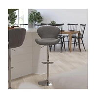 Quincy Adjustable Height Barstool Contemporary Bar Stool With Curved Back And Metal Base Footrest