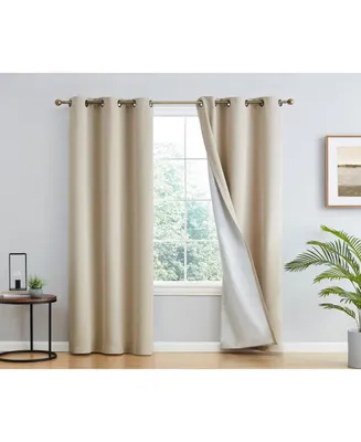 Hlc.me Dakota 100% Complete Blackout Lined Drapery with Double Layer Thermal Insulated Energy Efficient Window Curtain Grommet Panels for Bedroom & Li