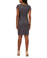 Adrianna Papell Women's Beaded Cap-Sleeve Sheath Dress