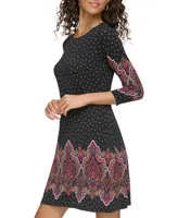 Tommy Hilfiger Women's Paisley 3/4-Sleeve Shift Dress