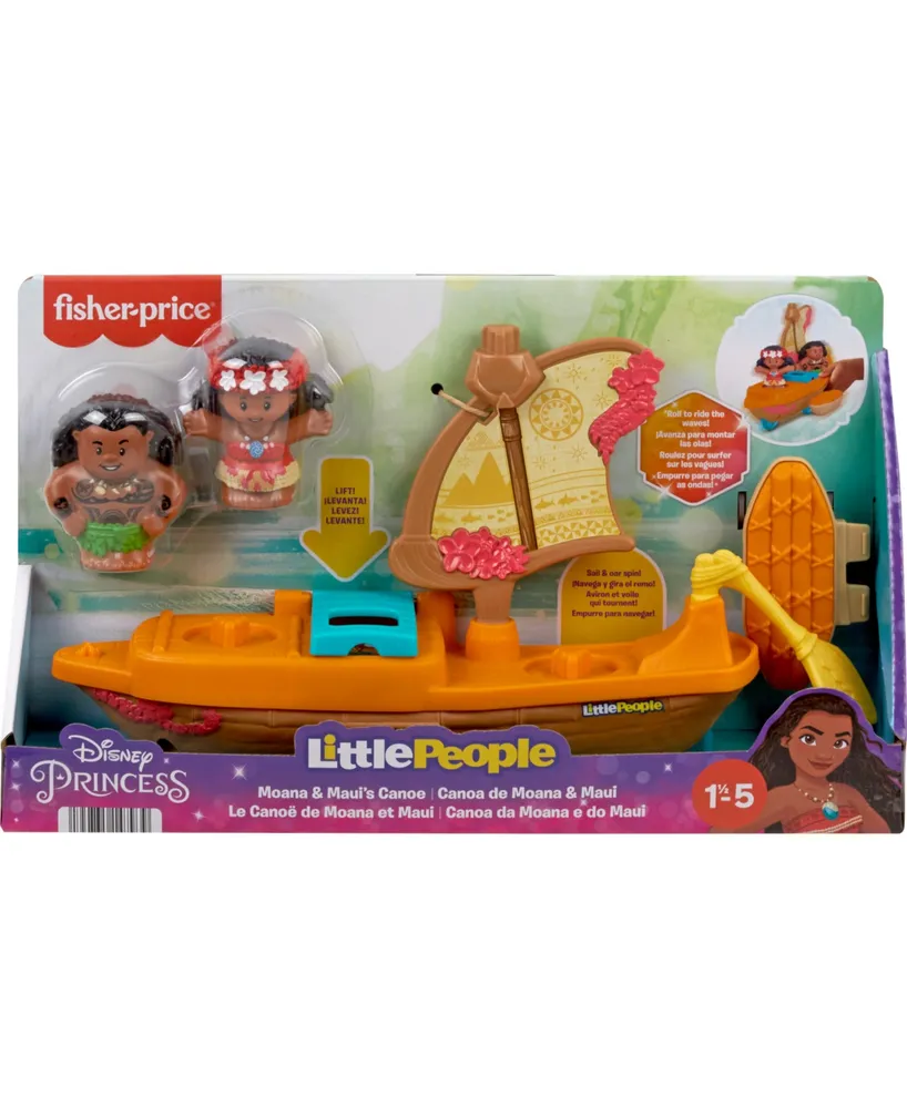 Fisher Price Little People Disney Princess Moana Toys, Moana Maui's Canoe, Toddler Toys - Multi