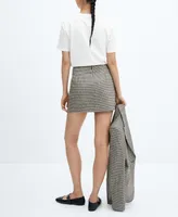 Mango Women's Houndstooth Straight Mini Skirt