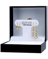 Giani Bernini 2-Pc. Set Cubic Zirconia Leverback & Drop Earrings in 18k Gold-Plated Sterling Silver, Created for Macy's