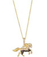 Le Vian Chocolate Diamond & Nude Diamond Horse 20" Adjustable Pendant Necklace (1/2 ct. t.w.) in 14k Gold