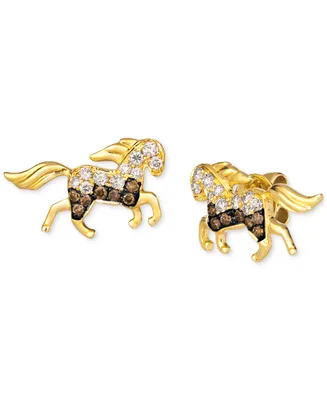 Le Vian Chocolate Diamond & Nude Diamond Horse Stud Earrings (1/2 ct. t.w.) in 14k Gold