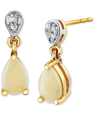 Opal (3/8 ct. t.w.) & Diamond Accent Drop Earrings in 14k Gold
