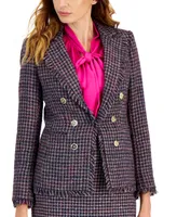 Tahari Asl Women's Fringed Tweed Blazer