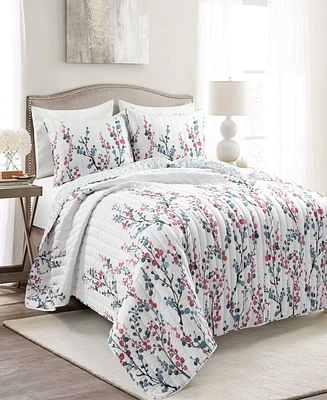 Lush Decor Mirabelle Watercolor Floral Reversible 3 Piece Quilt Set, King