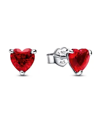 Pandora Sterling Silver Red Heart Stud Earrings