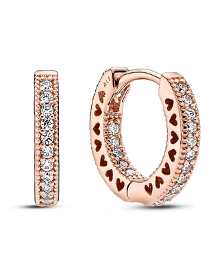 Pandora Pave Heart Hoop Earrings