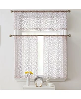 Hlc.me Audrey Embroidered Sheer Voile Window Curtain Rod Pocket Valance for Kitchen, Bedroom