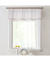 Hlc.me Audrey Embroidered Sheer Voile Window Curtain Rod Pocket Valance for Kitchen, Bedroom