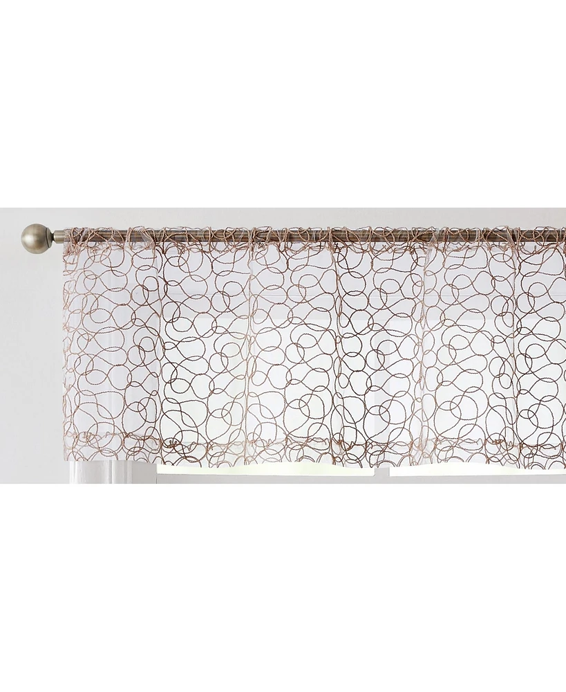 Hlc.me Audrey Embroidered Sheer Voile Window Curtain Rod Pocket Valance for Kitchen, Bedroom