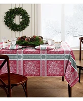 Elrene Poinsettia Plaid Jacquard Plaid Tablecloth