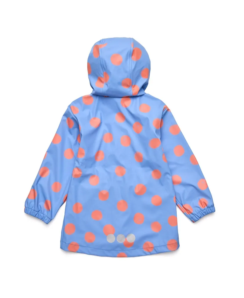 Girls Toddler, Child Cornflower Polka Dot Recycled Waterproof Raincoat