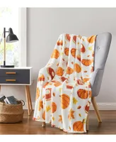 Kate Aurora Thanksgiving Autumn Harvest Leaves & Pumpkin Pies Ultra Soft & Plush Accent Throw Blanket - 50 in. W x 70 in. L