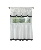 Kate Aurora Country Living Farmhouse 3 Pc Solid Cafe Kitchen Curtain Tier & Tucked Valance Set - 56in W x 24in L, Navy Blue