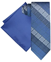 Steve Harvey Men's Ornate Block Tie & Solid Pocket Square Set