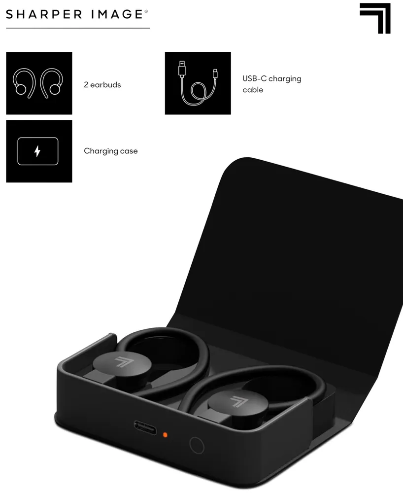 Sharper Image Sound Haven Sport True Wireless Earbuds with Qi Charging Case, Set of 3