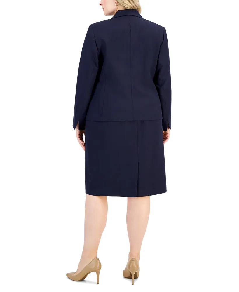 Le Suit Plus Button-Front Pencil Skirt