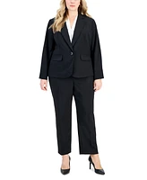 Le Suit Plus Single-Button Straight-Leg Pantsuit