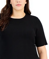 Tahari Asl Plus Crewneck Short Sleeve Top