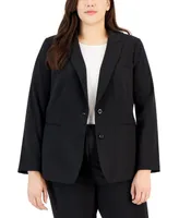 Tahari Asl Plus Peak-Lapel Button-Front Blazer