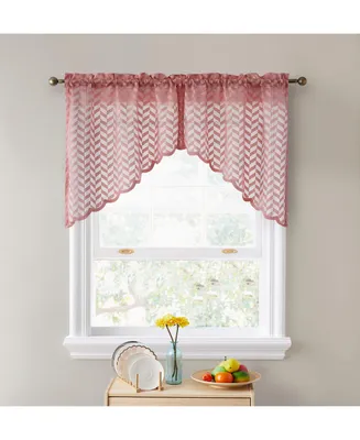 Hlc.me Herringbone Semi Sheer Voile Kitchen Cafe Curtain Panels - Rod Pocket -Swags for Small Windows & Bathroom