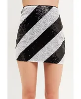 Women's Striped Sequins Skirt