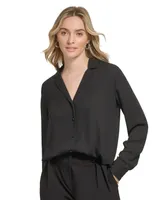 Calvin Klein Women's V-Neck Button-Front Blouse