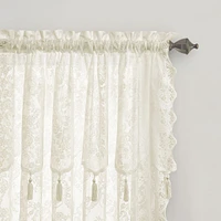 Kate Aurora Shabby Chic Lace Single Curtain Panel With An Attached Valance - 52 in. W x 84 L, White