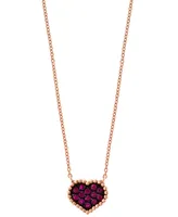 Effy Ruby (1/8 ct. t.w.) Heart 16" Pendant Necklace in 14k Rose Gold