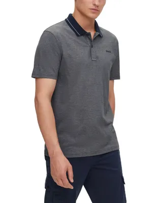 BOSS - Regular-fit polo shirt with monogram jacquard