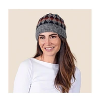 Feelgoodz Women's Artisan Hand-Knit Jaya Harlequin Wool Beanie Hat