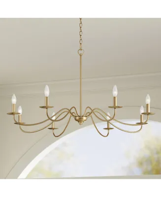 Franklin Iron Works Marinec Soft Gold Hanging Chandelier Lighting 42" Wide Farmhouse Rustic Bent Arms 8