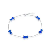 Sterling Silver Opal Cat Anklet