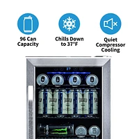 Newair 15" Built-in 96 Can Beverage Fridge in Stainless Steel with Precision Temperature Controls and Adjustable Shelves