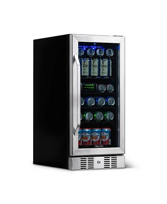 Newair 15" Built-in 96 Can Beverage Fridge in Stainless Steel with Precision Temperature Controls and Adjustable Shelves
